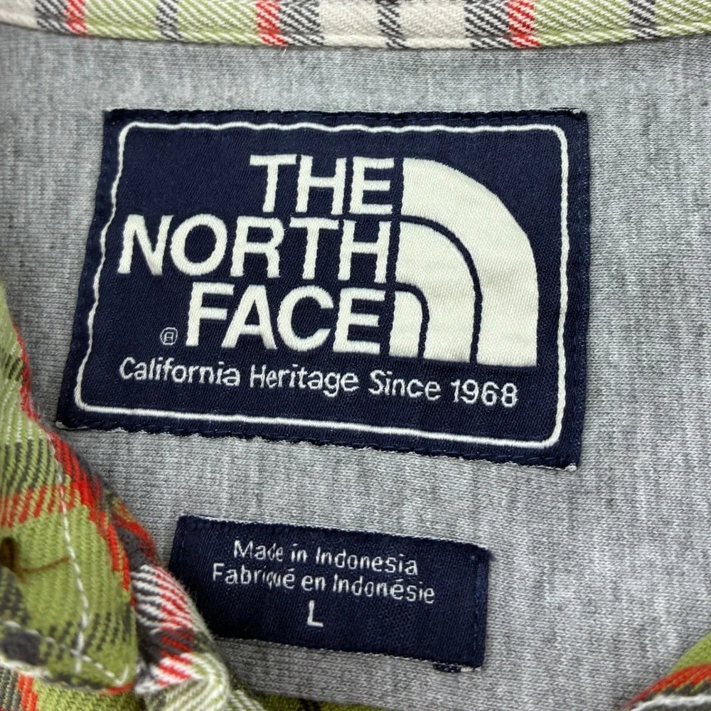 The North Face Flannel Mens Large Shirt Green Plaid Long Sleeve Button Up 6430